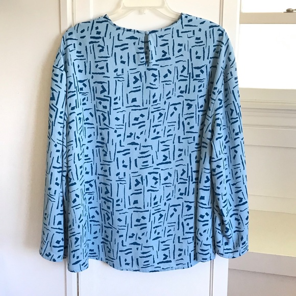ALFANI Crew Neck Flare Long Sleeve Blouse Blue High Low Hem Women’s Plus Size 1X - Picture 9 of 16